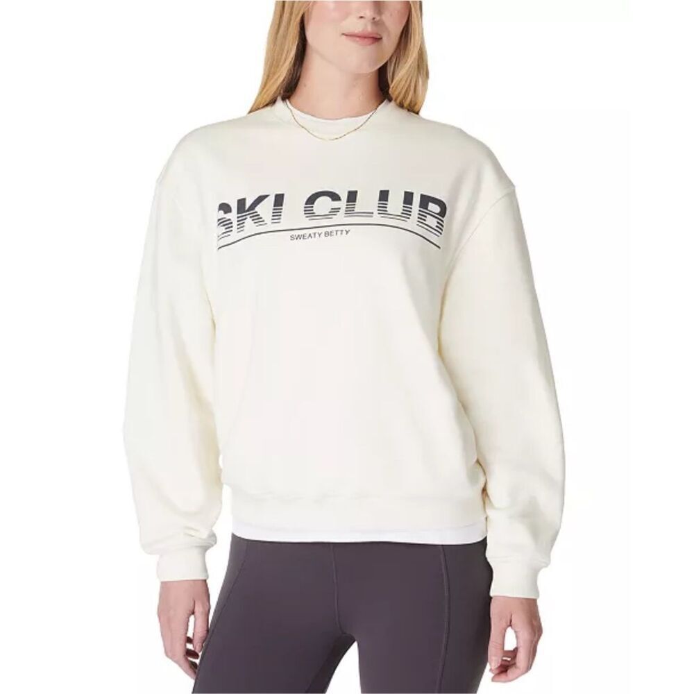 Sweaty Betty NWT Ski Club Crew Sweatshirt Studio White L/2XL